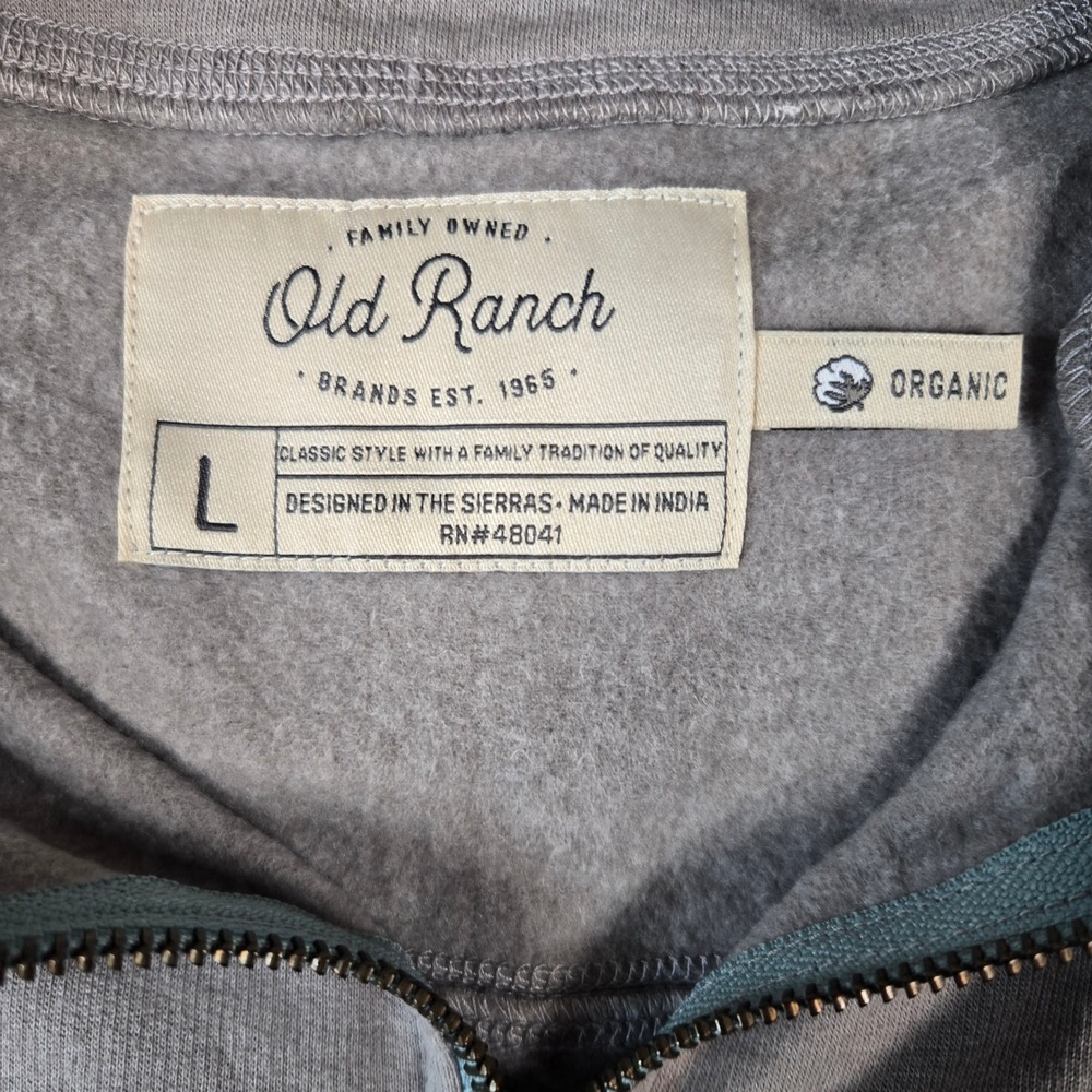 Old Ranch Mens Large Conall 1/4 Zip Pullover Alloy Gray Long Sleeve Organic NEW - Picture 6 of 9